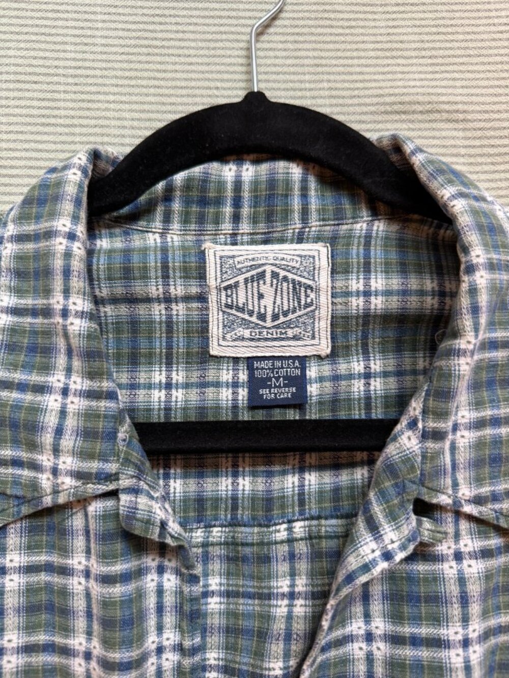 Mens Checked Textured button down - M - Picture 2 of 3